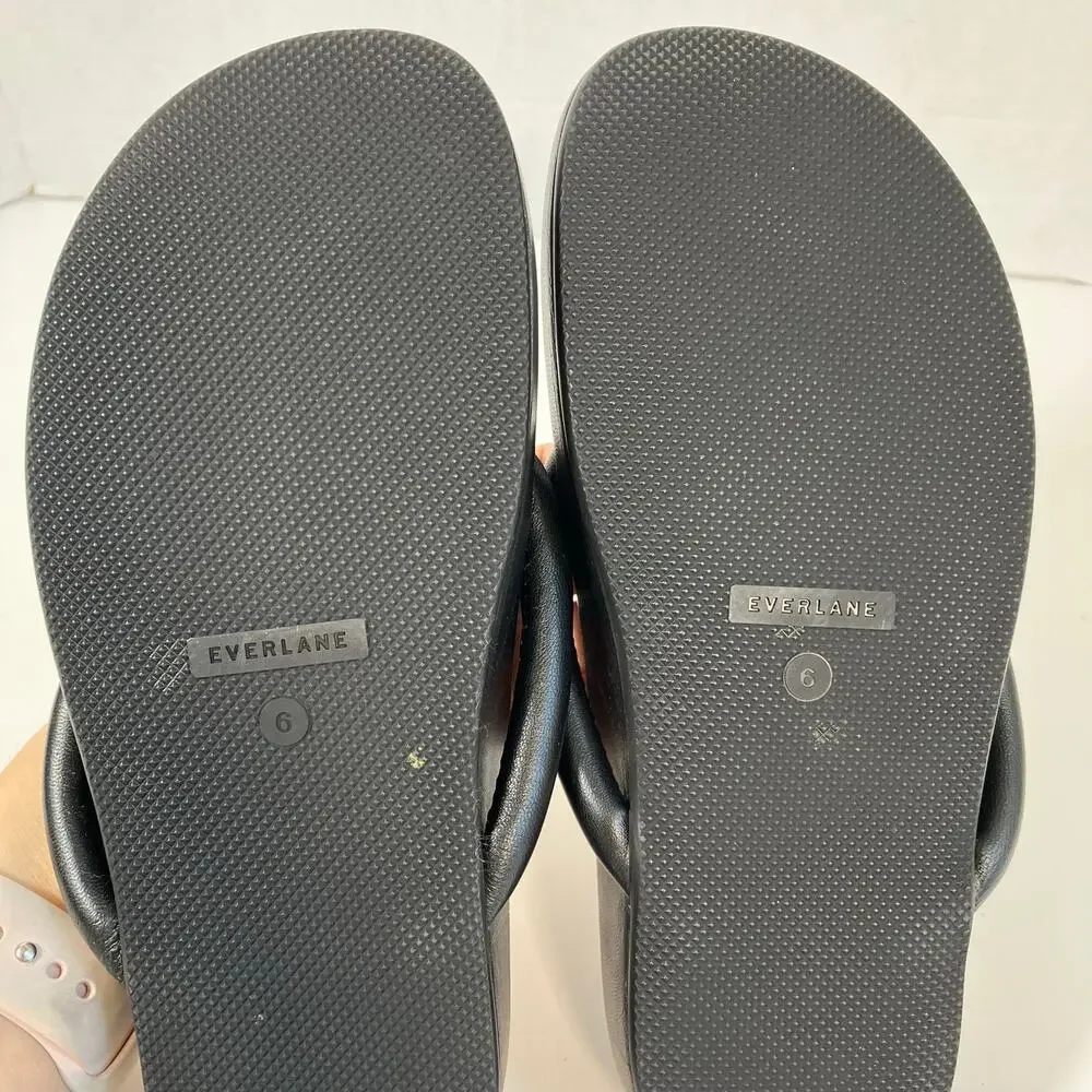 Everlane The Form Thong Sandals Black Italian Nappa Leather Womens Sz 6 NWOT - Picture 15 of 15